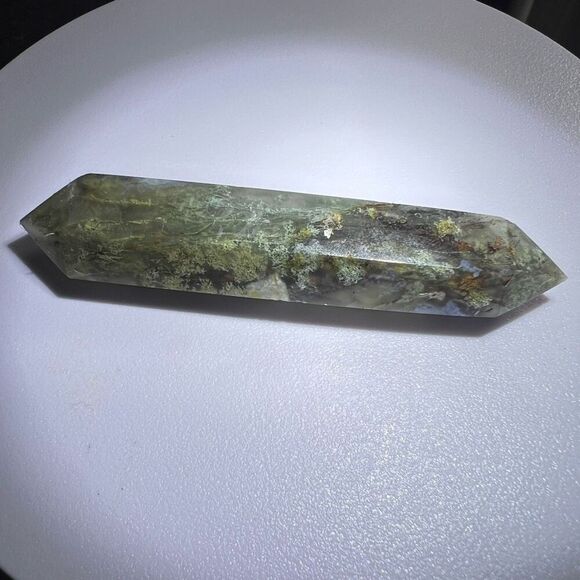 Moss Agate Crystal Double Terminated Point‎ (#7) - Picture 3 of 10